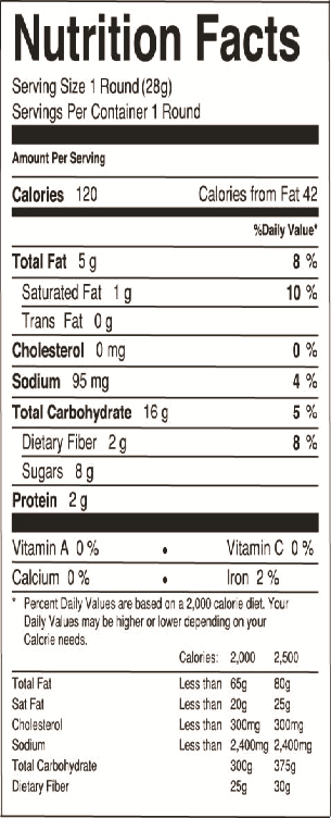 Nutrition Info - Oatmeal Raisin Walnut Omega Rounds